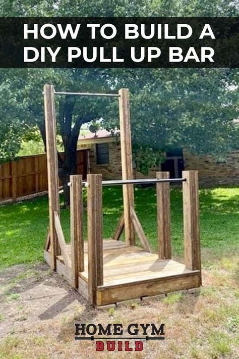 Free Standing Pull Up Bar, How To Build A Pull Up Bar, Outdoor Punching Bag Stand Diy, Diy Calestenics Equipment, Calisthenics Home Gym Ideas, Diy Yoke Strongman, Backyard Pull Up Bar, Wood Gym Equipment, Diy Pull Up Bar And Dip Station