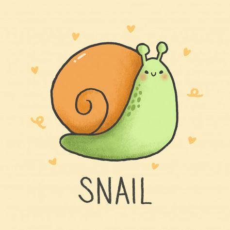 Cute Snail Drawings, Snail Drawing, Snail And The Whale, Cute Snail, Animal Doodles, Owls Drawing, Cute Cartoon Drawings, Cute Cartoon Animals, Cute Animal Drawings