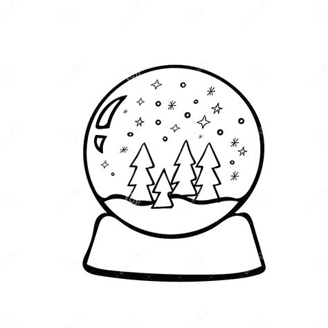 Snoball Hand Drawn in Scandinavian Doodle Style. Glass Ball with Christmas Trees, Snow, Stars Stock Illustration - Illustration of tree, design: 193983441 Scandinavian Doodles, Snow Doodles, Scrapbook Doodles, Christmas Tree Doodles, Keyword Design, Stars Illustration, Tree Doodle, Ornament Drawing, Doodle Style