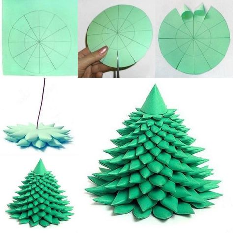 Creative and Awesome Do It Yourself Project Ideas ! - Just Imagine - Daily Dose of Creativity  #sapinnoel #sapincarton Charity Knitting, Diy Paper Christmas Tree, Paper Christmas Tree, 3d Origami, Paper Christmas, Sewing Skirts, Do It Yourself Projects, Construction Paper, Noel Christmas