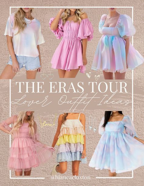 Lover, Taylor Swift, Concert Outfit, Babydoll dress, Pastel Dress, Rainbow, Whimsical, Tie-Dyed, Tulle, Girly, Heart Earrings, Heart Glasses, Outfit Idea Taylor Swift Lover Dress Ideas, Lover Dress Ideas, Enchanted Eras Tour Outfit, Lover Taylor Swift Outfits Dress, Pastel Bridal Shower Outfits, The Archer Taylor Swift Outfit, Taylor Swift Outfit Inspo Lover, Lover Taylor Swift Concert Outfits, What To Wear To A Taylor Swift Concert Lover