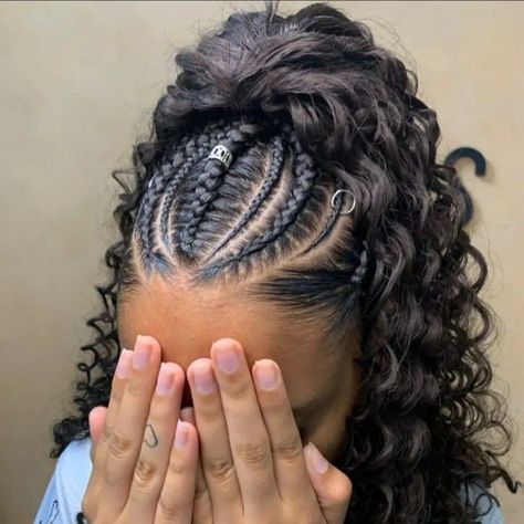 Crotchet Hairstyles Curly, Sneakerball Hairstyles, Ponytail With Braids In Front Black Hair, Puerto Rican Braids, Mixed Curly Hair, Braided Cornrow Hairstyles, Cute Box Braids Hairstyles, Braided Ponytail Hairstyles, Protective Hairstyles Braids