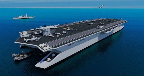 Trimarin Aircraft Carrier Aircraft Carrier Concept, Future Aircraft, Kunai Knife, Navy Aircraft Carrier, Air Carrier, Us Navy Ships, Aircraft Carriers, Military Technology, Navy Aircraft