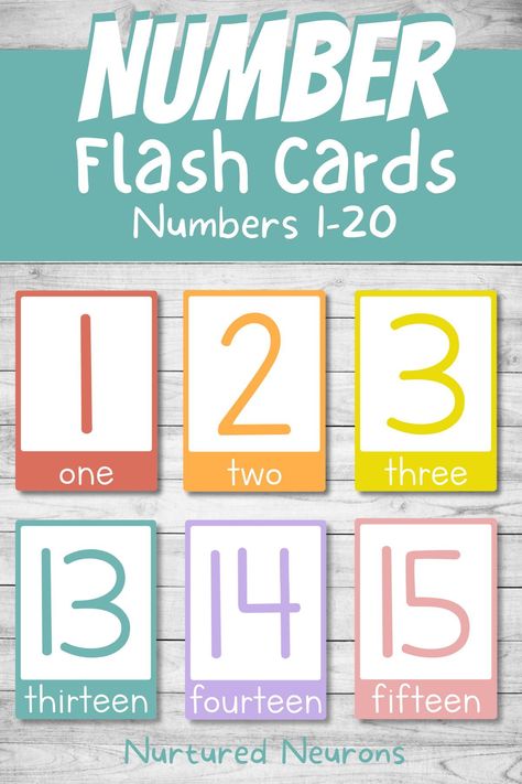 This colorful set of printable number flashcards are a great way to help your little ones to learn the numbers from 1-20! These number cards can help your kids develop their number recognition, counting and ordering skills. So why not head over to Nurtured Neurons, grab this lovely set of cards and get learning! #prek #flashcards #preschoolmath #kindergartenmath #numbers #numberflashcards #printableflashcards #earlymath #mathskills #counting Number Cards Printable, Numbers Preschool Printables, Flashcards For Toddlers, Free Printable Numbers, Number Flashcards, Color Flashcards, Flashcards For Kids, Counting Cards, Numbers Preschool