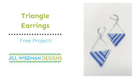 Triangle Earrings - Jill Wiseman Designs Secret Squirrel, Bead Frames, Bead Tutorials, Earring Kit, Beaded Earrings Tutorials, Beaded Earring, Beading Patterns Free, Bead Crochet Rope, Brick Stitch Earrings