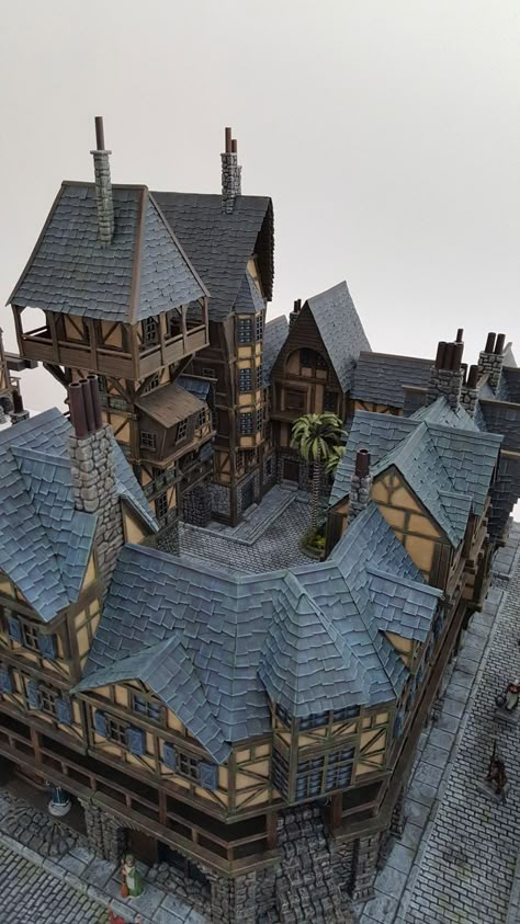 Castle Village, Village Buildings, Fantasy Terrain, Medieval Buildings, Medieval House, Fantasy Architecture, Model Village, Planet Coaster, Medieval City