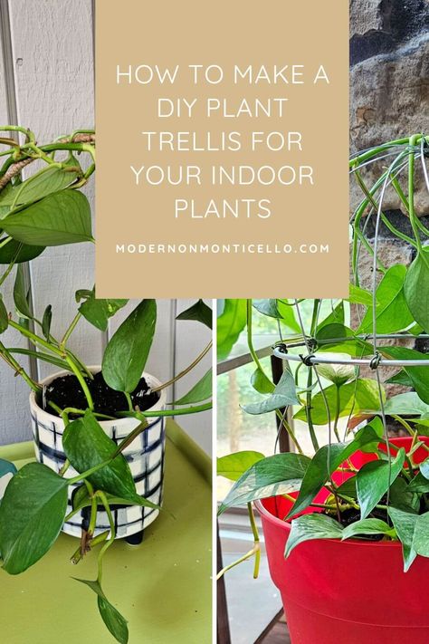 Diy Small Trellis For Potted Plants, Diy Small Trellis For Flower Pot, Diy Wire Plant Trellis, Diy Trellis Ideas Indoor, Indoor Plant Trellis Ideas, Diy Plant Trellis Indoor, Diy Trellis For Potted Plants, Diy Plant Trellis, Flower Pot Trellis