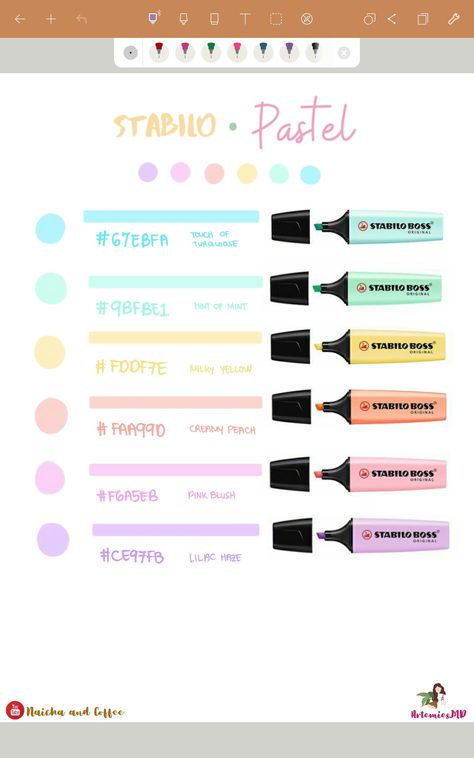 Artemies md 🍵🐰💜 on Twitter: "Stabilo pastel highlighters: Color Hex Codes ✏🦄🌺 #Medtwitter Don't miss Stabilo's pastel colors on your digital notes/ebooks. This is for those who are using Goodnotes/Notability/Noteshelf and other digtal note taking apps 👩‍💻🌸📒… https://t.co/DpleIx9OuO" Color Hex Codes, Color Coding Notes, Stabilo Pastel, Pastel Highlighters, Note Taking Apps, Pastel Highlighter, Digital Notes, Desain Quilling, Hex Color Palette