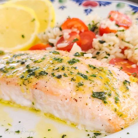 Salmon In Toaster Oven, Lemon Basil Butter, Cook Frozen Salmon, Salmon Recipes Oven, Basil Butter, Oven Salmon, Salmon With Lemon, Toaster Oven Recipes, Air Fryer Toaster Oven