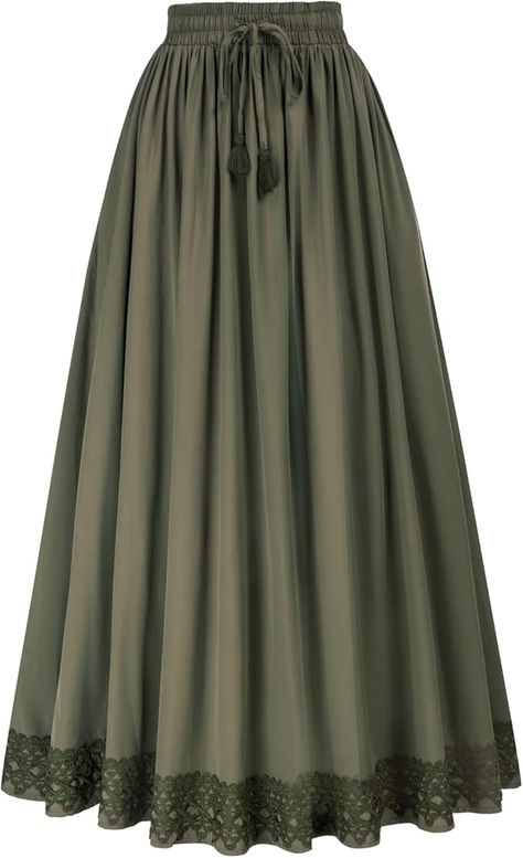 SCARLET DARKNESS Drawstring Maxi Long Skirt for Women Flowy Hem Pirate Peasant Skirt Olive Green S : Amazon.ca: Clothing, Shoes & Accessories Stylish Abaya, Bridesmaid Dresses Ideas, Latest Abaya, A Line Skirt Outfits, Design Abaya, Long Skirt For Women, Long Green Skirt, Abaya Collection, Abaya Designs Latest