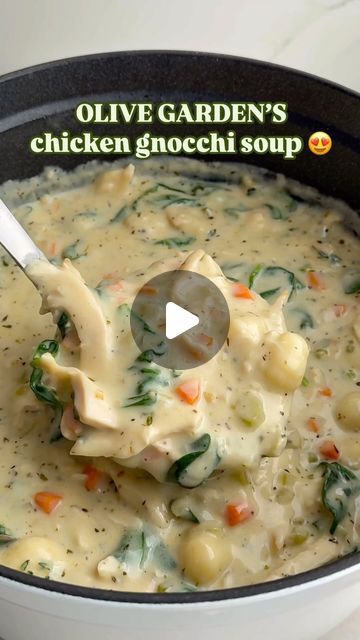 Chelsea Lords | If you’re obsessed with Olive Garden’s chicken gnocchi soup, this copycat is a must-try! To get the recipe, follow my account (so Insta can... | Instagram Light Easy Soup Recipes, Cozy Chicken Soup, Olive Garden Chicken Soup, Chicken Gnocchi Soup Olive Garden Crock, Healthy Fall Soup Recipes Crock Pot, Meals For When Your Sick, Olive Garden Soup Recipes, Chicken Gnocchi Soup Crockpot, Gnocchi Soup Recipes