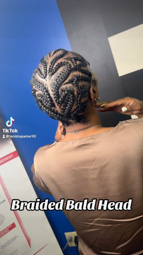 Expert Braider | Another braided bald head ate !! Who’s Next 👀 IG: BraidsbyTenisha #atl #tookiemademedoit #braiderbaldhead | Instagram Braided Baldie Hair, Baldheaded Braids, Braided Bald Head, Bald Head Braids, Flips Hair, Head Braid, Cornrow Braids, Nice Hair, Bald Head