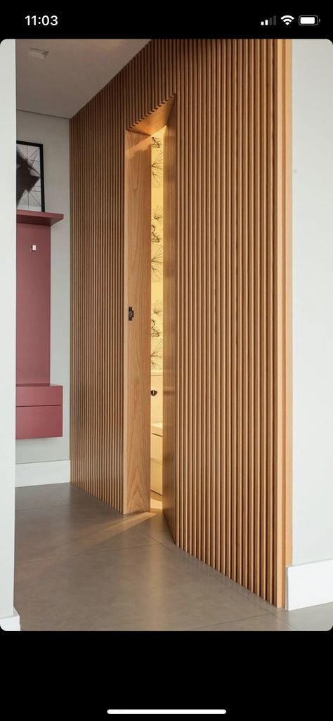 Hidden Doors In Walls, Architecture Today, Casa Country, Apartment Projects, Wall Cladding, Wooden Doors, Interior Details, Wood Paneling, Door Design