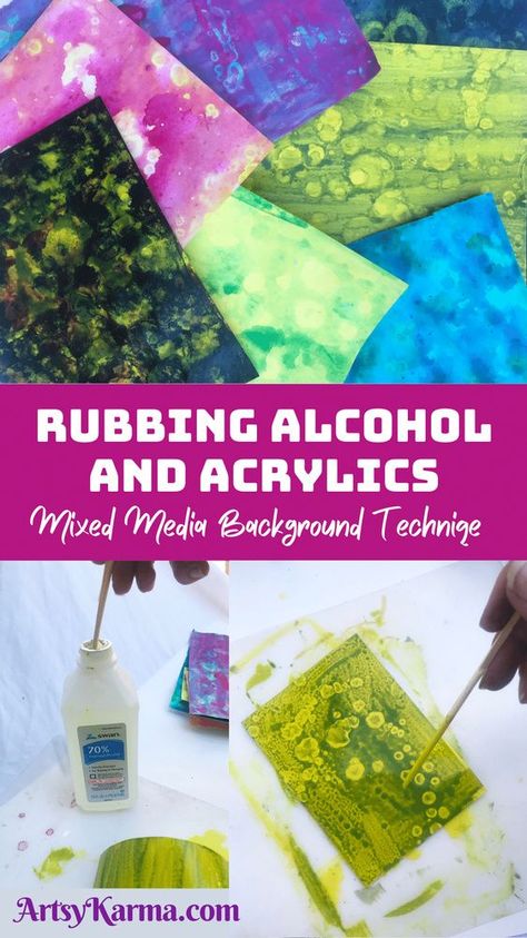 Diy Alcohol Ink With Acrylic Paint, Acrylic Painting With Alcohol, Acrylic Paint Cards Ideas, Sharpie And Rubbing Alcohol Art, How To Use Alcohol Ink On Paper, Alcohol Ink Mixed Media, Alcohol Painting Ideas, Painting With Rubbing Alcohol, Credit Card Painting