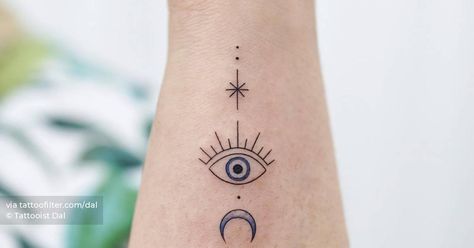 Evil eye tattoo located on the wrist, minimalistic Greek Evil Eye Tattoo, Anatomy Eyes, Hamza Hand, Evil Eye Tattoo, Greek Evil Eye, Eye Tattoo, Ink Ideas, Little Tattoos, Minimalist Tattoo