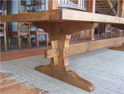 Wooden trestle table