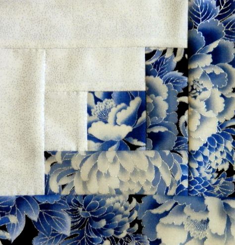 Blue Kaufman Asian Silver Metallic & White Fabric Log Cabin Quilt Block Afghan Patterns Free, Japanese Quilt Patterns, Crochet Afghan Patterns, Asian Quilts, Log Cabin Ideas, Log Cabin Quilt Pattern, Log Cabin Quilt Blocks, Asian Fabric, Crochet Afghan Patterns Free