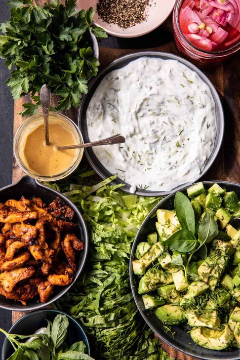 Greek Chicken Tzatziki, Tzatziki Bowls, Chicken Tzatziki, Half Baked Harvest Recipes, Homemade Tzatziki Sauce, Tzatziki Recipes, Indian Butter Chicken, Food Inspired, Chicken Gyros