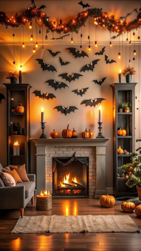 #BEAUTY, #RELATIONSHIPS #Fashion #Animals #Outfits #Winter Outfits #Animals Halloween Photo Wall Backdrop, Halloween Themed Party, Helloween Wallpaper, Halloween Fireplace, Classy Halloween, Casa Halloween, Adornos Halloween, Christmas Mantel Decorations, Homemade Halloween