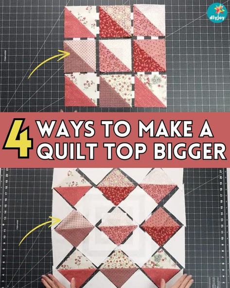 4 Easy Ways To Make A Quilt Top Bigger How To Make A Quilt Bigger, Giant Bubble Wands, Drink Covers, Quilt Big, Make A Quilt, Quick Quilt, Diy Wand, Tea Diy, Diy Pool