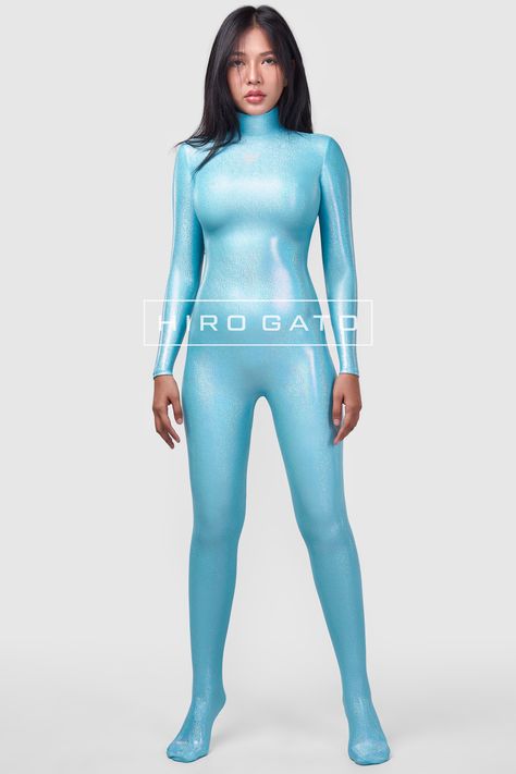 Mystique Sparkle Spandex Catsuit Turquoise - Hiro Gato Hiro Gato, Spandex Catsuit, Rave Party, Full Body Suit, Brazilian Cut, Womens Bodysuit, Catsuit, Spandex Fabric, Leotards