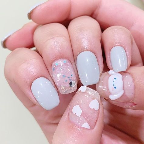 Sanrio Nails Simple Short, Cinnamonroll Sanrio Nails Short, Cinnamoroll Nails Short, Sanrio Nails Cinnamoroll, Cinamoroll Nail, Sanrio Nails Simple, Short Sanrio Nails, Sanrio Nails Short, Cinnamoroll Nail Art