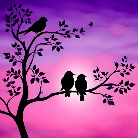 Bird Sitting On A Branch Painting, Bird On Tree Drawing, Birds On Tree Drawing, Simple Bird Painting, Diwali Wallpapers, Birds On Tree, Branch Drawing, Buddha Drawing, Happy Diwali Wallpapers