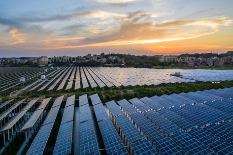 Solar power plant by liufuyu. A solar power plant in a beautiful sunset #Sponsored #plant, #power, #Solar, #liufuyu Solar Power Plant, Webpage Design, Plant Aesthetic, Power Plant, Landscape Photos, Beautiful Sunset, Ecology, Solar Power, Solar