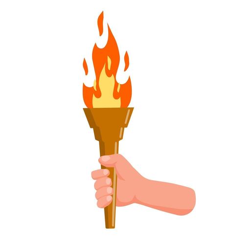 Torch with fire and flame. Greek Symbol of sports competitions. The concept of light and knowledge. Flat cartoon illustration Greek Symbol, Illustration Cartoon, Vector Clipart, Cartoon Illustration, Vector Free, Royalty Free, Clip Art, Sports, Art