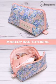 Diy Luggage Organizer, Curved Top Zipper Pouch, Diy Cosmetics Bag, Diy Make Up Bag Pattern, Small Makeup Bag Pattern, Cosmetic Pouch Pattern, Sewingtimes Tutorials, Pattern Bag Design, Sew Cosmetic Bag