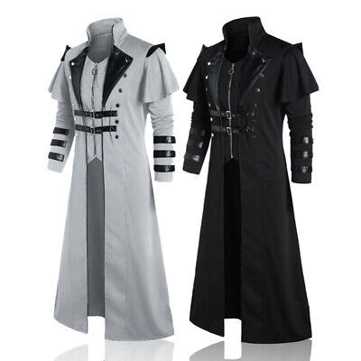 Trench Cape, Medieval Steampunk, Medieval Cloak, Cape Cloak, Ayam Bakar, Frock Coat, Long Trench, Drawing Clothes, Halloween Make