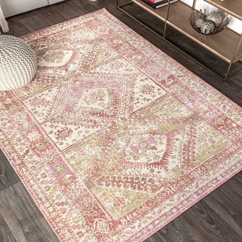 petite JONATHAN Y Darija Ornate Geometric Medallion Pink Area Rug (5'3" X 7'7" - Pink) Living Room Entry, Medallion Area Rug, Pink Color Schemes, Grey Color Scheme, Cream Area Rug, Blue Color Schemes, Pink Area Rug, Peregrine, Navy Blue Area Rug