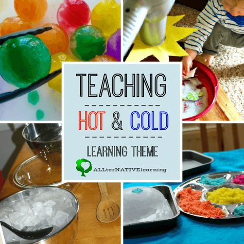 T is for Temperature: Teaching hot, cold, warm, and temperature during our weekly Learning theme for toddlers and preschoolers | ALLterNATIVElearning.com Opposites Preschool, Science For Toddlers, Toddler Lessons, Teaching Toddlers, Activities For Children, Activities For Toddlers, Toddlers And Preschoolers, Preschool Science, Preschool Curriculum