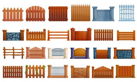 Unique Fence Ideas, Fence Signs, Wood Fence Design, Brick Columns, Brick Fence, White Fence, Fence Styles, Front Yard Fence, Fence Landscaping