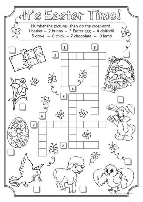 Here is an easy and funny activity for Easter time for your ESL students. Easter Crossword, Easter Candies, Easter Puzzles, Easter Lessons, Easter School, Easter Worksheets, Easter Printables Free, English Activities, Easter Time