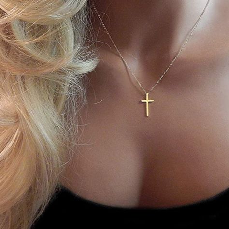 Brand New! Real Gold Plating! Womnen's Cross Pendant. Real Gold Cross Necklace For Women, Cross Necklaces Women, Real Gold Cross Necklace, Simple Gold Cross Necklace, Small Gold Cross Necklace, Gold Jewelry Cross, Christian Jewelry Aesthetic, Classic Gold Cross Necklace, Dainty Gold Cross Necklace