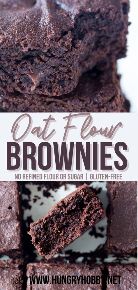 Oat Flour Vegan Brownies, Recipes With Oat Flour Healthy, Oatmeal Flour Brownies, Oat Flour Desserts Healthy, Cookies Made With Oat Flour, Oat Brownie Recipe, Healthy Oat Brownies, Oat Flour Brownies Healthy, Oat Flour Sugar Cookies