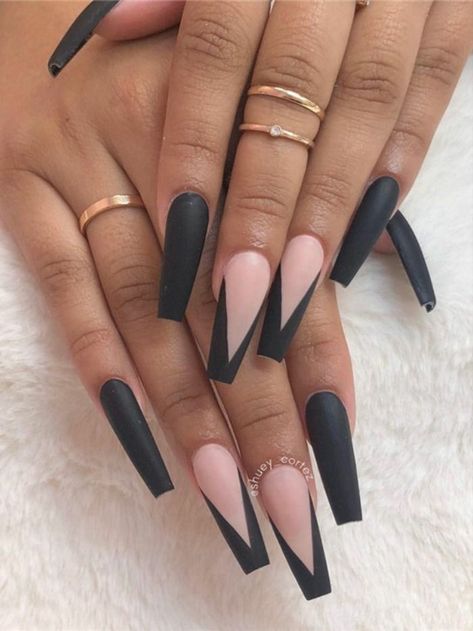 Nail Designs For Summer, Black And White Nail Designs, Coffin Nail Designs, Black Acrylic Nails, Short Coffin Nails, Long Acrylic Nails Coffin, Short Nail, Coffin Nails Long, Ballerina Nails