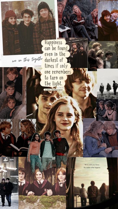 Harry Potter golden trio aesthetic wallpaper Golden Trio Aesthetic Wallpaper, Harry Potter Golden Trio Aesthetic, Hermione Aesthetic Wallpaper, Golden Trio Aesthetic, Harry Potter Golden Trio, Hermione Aesthetic, Trio Aesthetic, Trio Wallpaper, Harry Ron Hermione