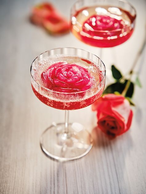 Rosy Mimosa - Cocktail Recipe | BCLIQUOR Mimosa Cocktail Recipes, Flower Ice Cubes, Mimosa Cocktail, Pink Mimosa, Bridesmaid Brunch, All Things Pink, Rose Cocktail, Flower Ice, Recipe Email