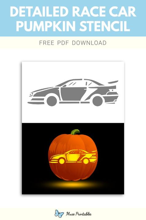 Free printable detailed race car stencil for pumpkin carving. Download it at https://museprintables.com/download/pumpkin-stencil/detailed-race-car/ Car Pumpkin Carving, Car Stencil, Stencil For Pumpkin Carving, Car Pumpkin, Printable Pumpkin Stencils, Pumpkin Stencils Free, Halloween Pumpkin Carving Stencils, Pumpkin Carving Contest, Pumpkin Carving Stencils