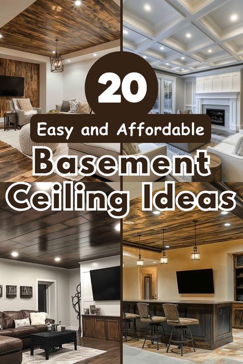 Looking to upgrade your basement? Check out these 20 ceiling ideas that are budget-friendly and easy to implement. From drop ceilings to shiplap boards, create a space you’ll love spending time in. #BasementCeilingIdeas #HomeImprovement #BasementRenovation #InteriorDesign #DIYProjects Drop Ceilings, Shiplap Boards, Basement Ceiling, Ceiling Ideas, Dropped Ceiling, Basement Renovations, Recessed Lighting, Rustic Wood, Budget Friendly