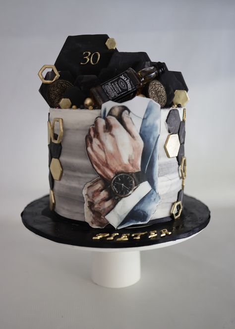 30th Birthday Cakes For Men, 35th Birthday Cakes, 29th Birthday Cakes, Cake Design For Men, Wine Cake, Tiered Cakes Birthday, 40th Cake, Ocean Cakes, Birthday Cake For Husband