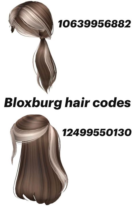 NICE HEIR CODE TRUST ME GET IT ITS SO CUTEEEE Toned Hair Brown, Two Toned Hair Brown, Bloxburg Hair Codes, 2 Tone Hair, Brown Hair Id, Brown Hair Roblox, Toned Hair, Pelo Cafe, Roblox Hair