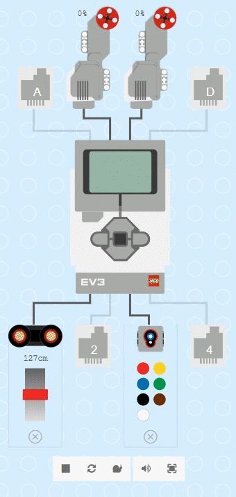 EV3 simulator with motors and sensors Lego Nxt, Lego Gears, Lego Robotics, Lego Mindstorms Nxt, Makers Space, Lego Printables, Steam Roller, First Lego League, Robotics Club