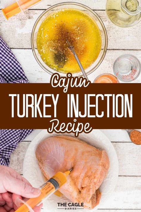 Deep Fried Turkey Injection Recipes, Deep Fried Turkey Injection, Turkey Injection Recipes, Chicken Injection Recipes, Meat Injection Recipe, Injection Marinade Recipe, Turkey Injection Marinade, Cajun Deep Fried Turkey, Cajun Turkey Breast