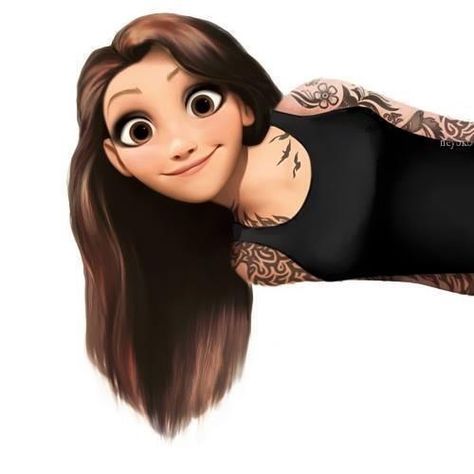 lets just take a moment an say she looks a lot like me!!! (OR AT LEAST WHAT I WANNA LOOK LIKE) Cartoon Girl, Rapunzel, Long Hair, We Heart It, Lost, Tattoos, Disney, Hair