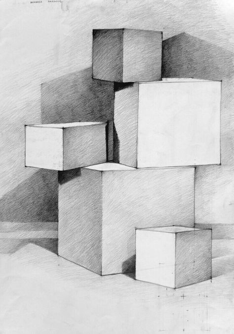 Shapes Drawing, Geometric Shapes Drawing, Shadow Drawing, Architecture Drawing Sketchbooks, Isometric Drawing, Perspective Drawing Lessons, Geometric Shapes Art, Object Drawing, Geometric Drawing