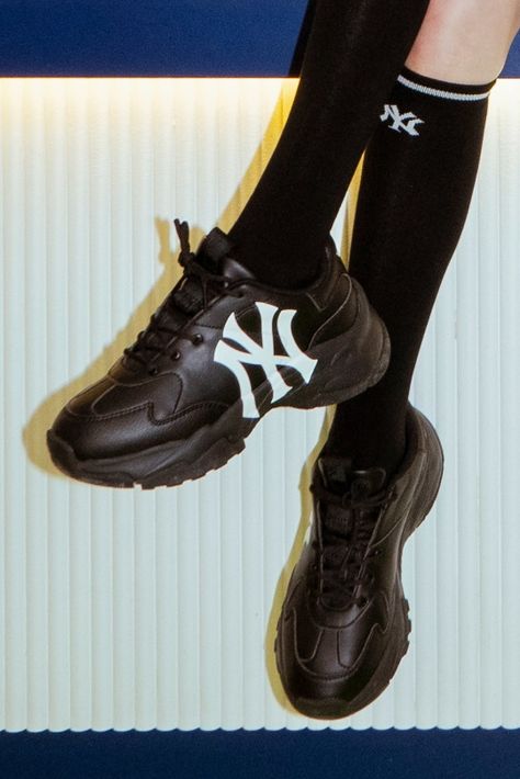 MLB Unisex Big Ball Chunky A NY Yankees Black | Comfort for Women | KOODING Korean Sneakers, Leather Designs, Big Balls, Jaded London, Ny Yankees, Shopping Website, Beauty And Lifestyle, Shopping Websites, Ed Hardy