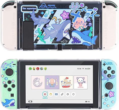 Nintendo Switch Shark Case, Geekshare Nintendo Switch, Shark Nintendo Switch, Nintendo Cover, Nintendo Switch Cover, Switch Cases, Shark Games, Cat Shark, Space Bunnies